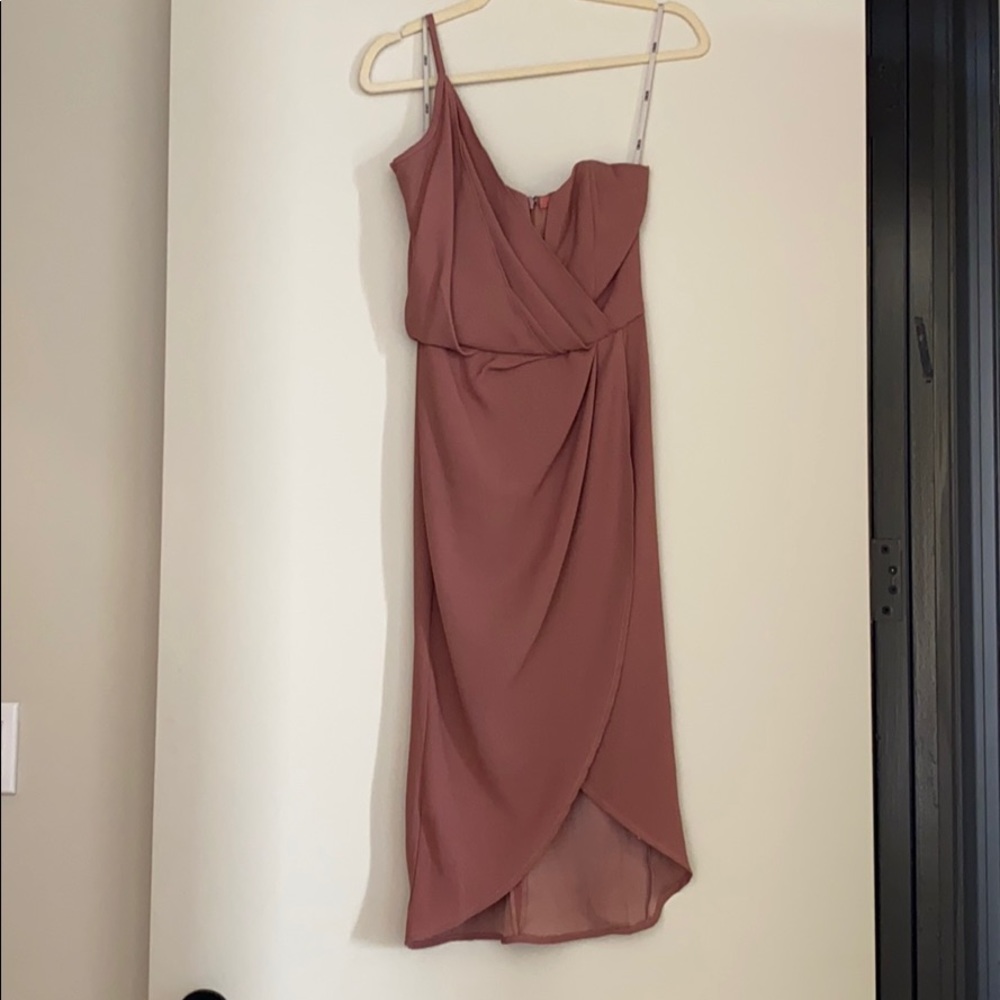 Asos corset top one shoulder wrap dress